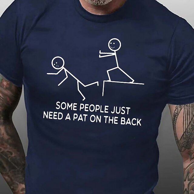 Men's Graphic T-Shirt Funny 'Some People Just Need A Pat On The Back' Pun Wordplay Humor Short Sleeve Tee4
