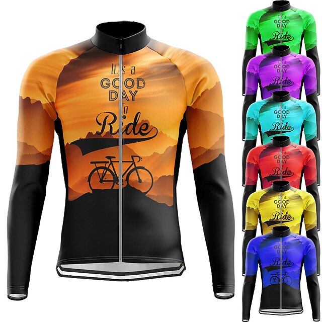Men's Long Sleeve Cycling Jersey Breathable Bike Tops Moisture Wicking Cool Dry 