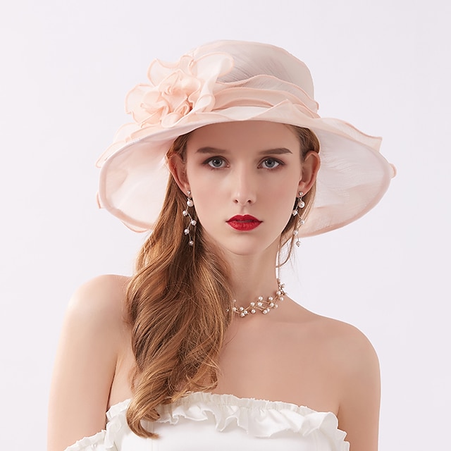  כובעים אורגנזה כובע שמש מסיבת תה קנטקי דרבי גביע מלבורן חתונה עם אפליקציות כיסוי ראש כיסוי ראש