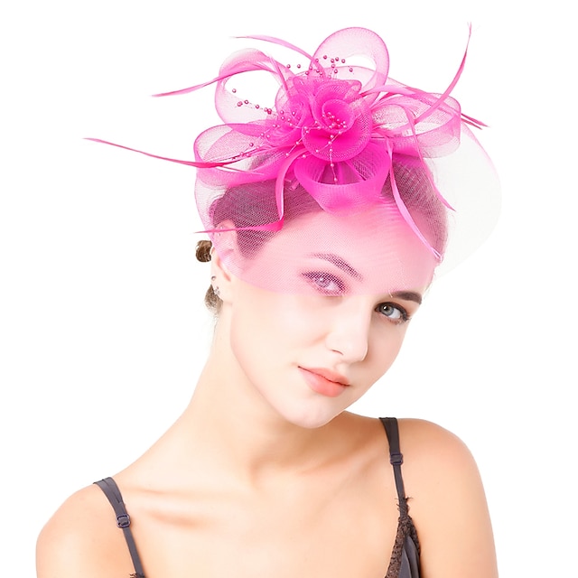  Retro styl Elegantní Organza / Polyester / polyamid Fascinátory / Klobouky / Doplňky do vlasů s Peří / Imitace perel / Aplikace Jeden díl Večírek / Dovolená Přílba