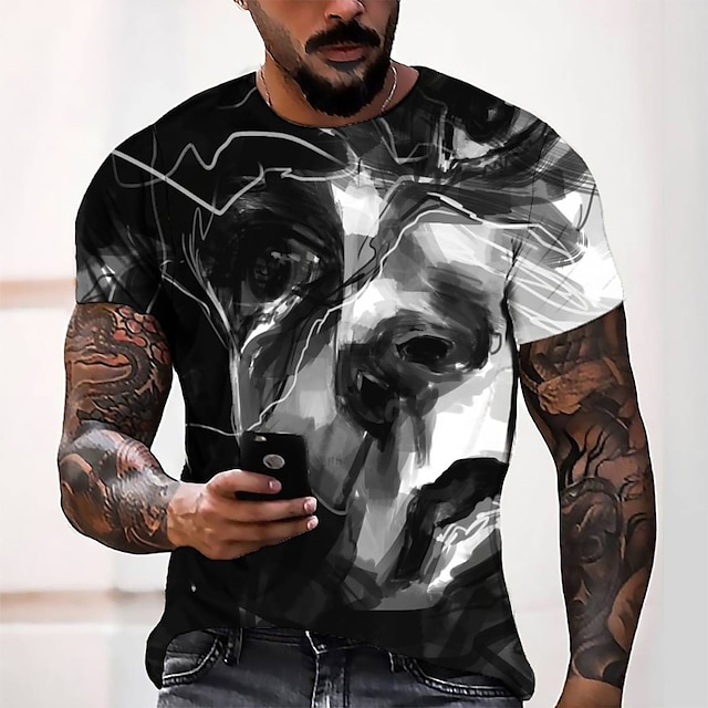  Voor heren T-shirts T-shirt 3D-afdrukken Grafisch Ronde hals Casual Dagelijks 3D-afdrukken Korte mouw Tops Modieus Ontwerper Stoer Comfortabel Zwart / Zomer