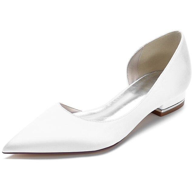 Dames bruiloft Schoenen Jurk schoenen Bruiloft Bruiloft flats Zomer Platte  hak Gepuntte Teen Elegant minimalisme Satijn Leegloper Effen Wijn Zwart Wit  8987251 2023 – $59.99