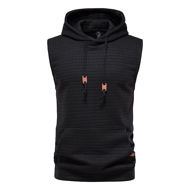 Mens Clothing Mens Hoodies & Sweatshirts | Mens Hooded Sweatshirt Sleeveless Solid Color Knitted Hoodie Pullover Vest - UD49152