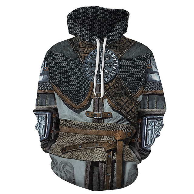 Mens Clothing Mens Hoodies & Sweatshirts | Mens Pullover Hoodie Sweatshirt Graphic Armor Human Lace up Casual Daily Holiday 3D P