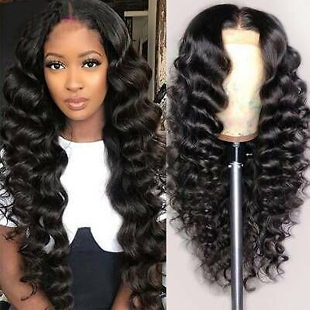 

Remy Human Hair 5x5 Closure 13x4 4x4 Lace Front Wig Brazilian Hair Loose Wave Natural Color Wig 150%/180% Density Glueless Human Hair Wig
