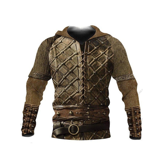 Mens Clothing Mens Hoodies & Sweatshirts | Mens Pullover Hoodie Sweatshirt Graphic Armor Lace up Hooded Casual Daily Holiday 3D 