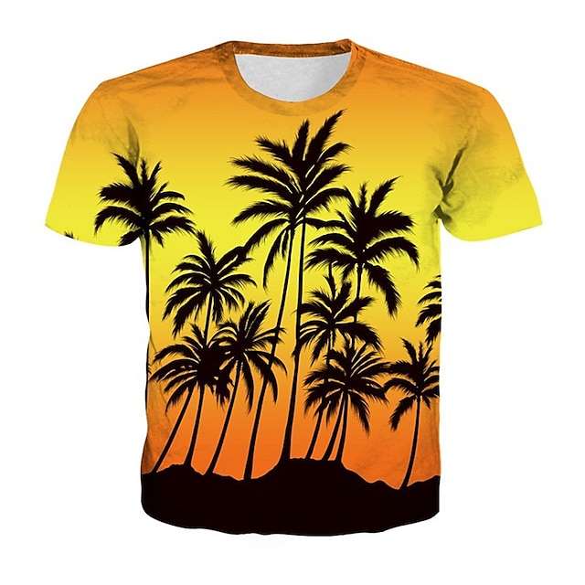 Mens Clothing Mens Tees & Tank Tops | Mens T shirt Tee Coconut Tree Leaves Crew Neck Street Daily 3D Print Short Sleeve Tops Cot