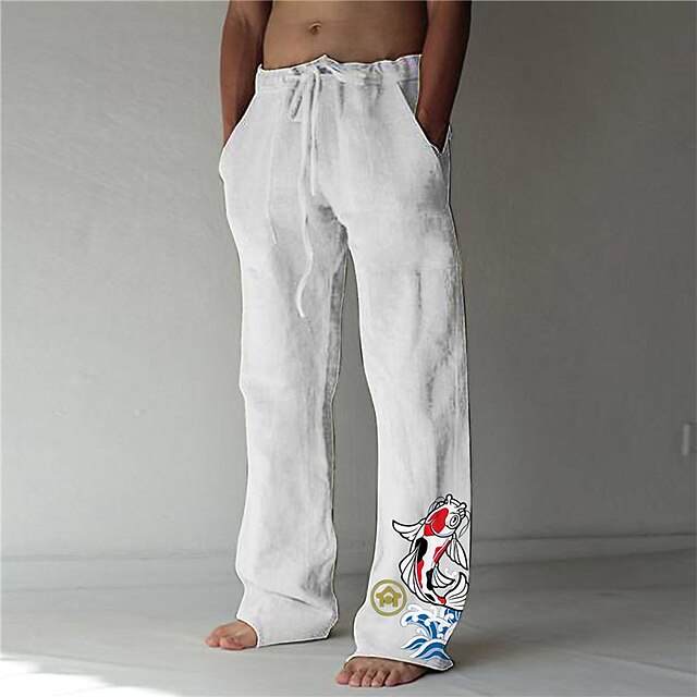 Men's Animal Graphic Prints Spray Trousers Summer Pants Beach Pants Mid Waist Fashion Streetwear Designer Casual Daily For Vacation Elastic Drawstring Design Front Pocket Spring &  Fall Hot Stamping4