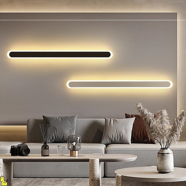  lámpara de pared larga minimalista, lámpara de pared de fondo led moderna de 40 cm / 60 cm sala de estar dormitorio junto a la cama, aplique de iluminación de pared interior de aluminio