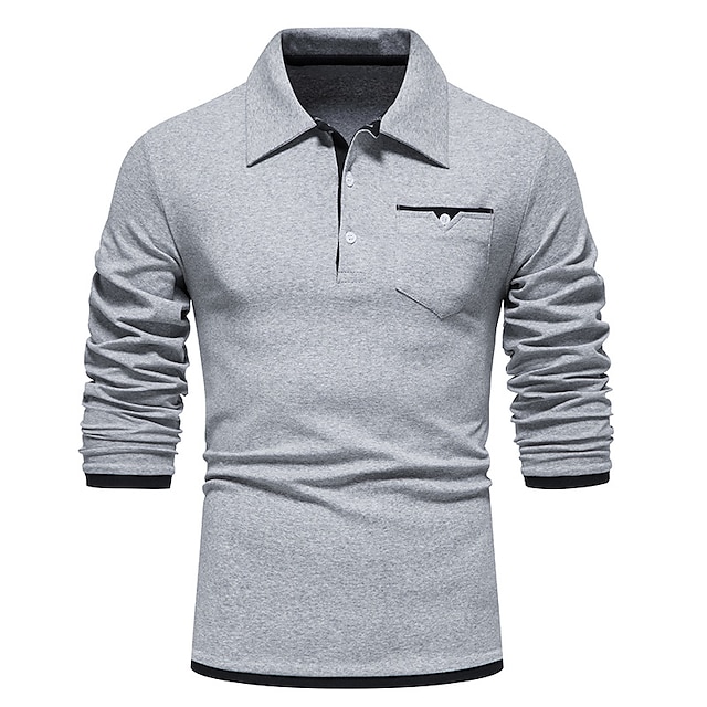  Herre POLO Trøje Golftrøje Tennistrøje Flåde Sort Hvid Langærmet Letvægt T-shirt Toppe Slank Pasform Golftøj Tøj Outfits Bær tøj