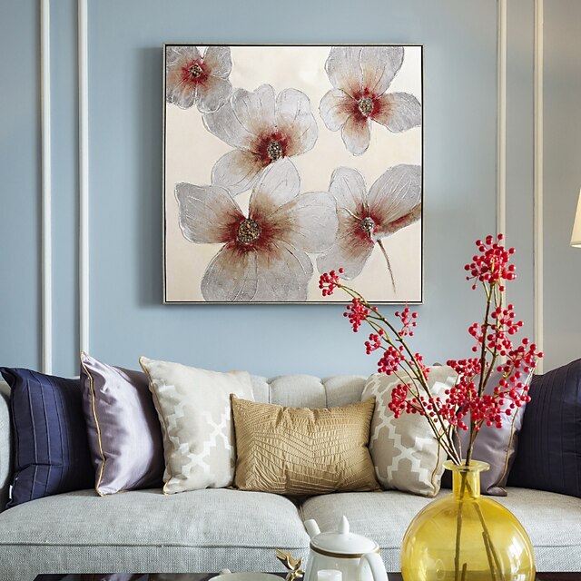 Home & Garden Wall Art | Oil Painting Handmade Hand Painted Wall Art Abstract White FlowersCanvas Painting Home Decoration Decor