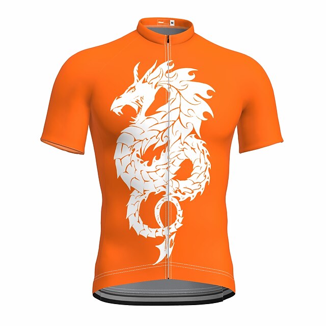  21Grams® Men's Short Sleeve Cycling Jersey Dragon Bike Top Mountain Bike MTB Road Bike Cycling Spandex Polyester Breathable Quick Dry Moisture Wicking Sports Clothing Apparel / Athleisure Orange