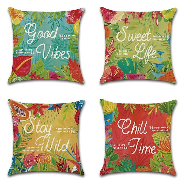 Home & Garden Home Decor | Tropical Double Side Cushion Cover 4PC Soft Decorative Square Throw Pillow Cover Cushion Case Pillowc