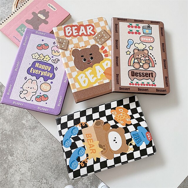 

Tablet Case Cover For Apple iPad 10.2'' 9th 8th 7th iPad Air 4th iPad mini 6th Portable Shockproof Dustproof Cartoon Panda PU Leather
