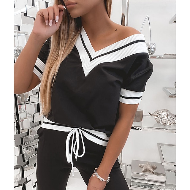 

Women's Streetwear Plain Sport Casual Two Piece Set Hoodie Pants Sets Pant Jogger Pants Drawstring Tops