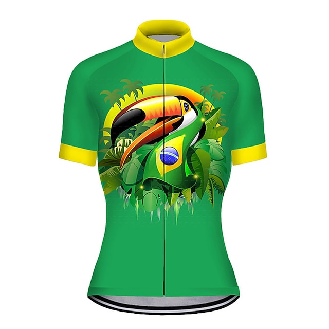 

21Grams Women's Short Sleeve Cycling Jersey Summer Spandex Green Bird Palm Tree Bike Top Mountain Bike MTB Road Bike Cycling Quick Dry Moisture Wicking Sports Clothing Apparel / Stretchy