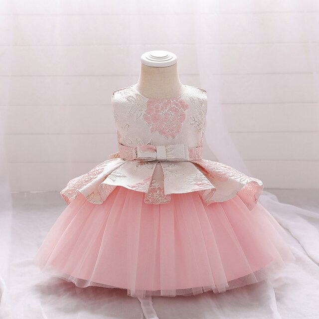 

Toddler Little Girls' Dress Flower Tulle Dress Party Daily Patchwork Bow Green Pink Knee-length Sleeveless Princess Cute Dresses Children's Day Spring Summer Slim 1-3 Years