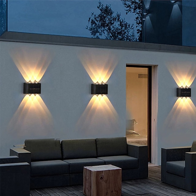  2db kültéri fali lámpák napelemes vízálló led lámpa veranda fali lámpák 6 ledes udvari világítás kerti erkélyhez dekoratív táj utcai lámpa