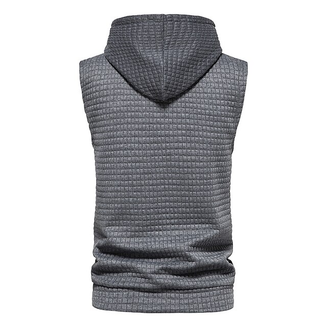 Mens Clothing Mens Hoodies & Sweatshirts | Mens Hooded Sweatshirt Sleeveless Solid Color Knitted Hoodie Pullover Vest - UD49152