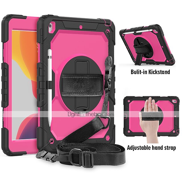  360 Rotating Case for Apple iPad 9th 8th 7th iPad Air 5th 4th iPad mini 6th 5th iPad Pro 12.9''11'' Shockproof Kickstand Full Body Protective Tablet Cover with Shoulder Strap