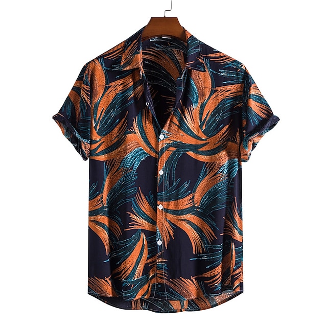  Men's Summer Hawaiian Shirt Shirt Graphic Patterned Turndown Street Casual Button-Down Print Short Sleeve Tops Designer Casual Fashion Breathable Black / White Blue