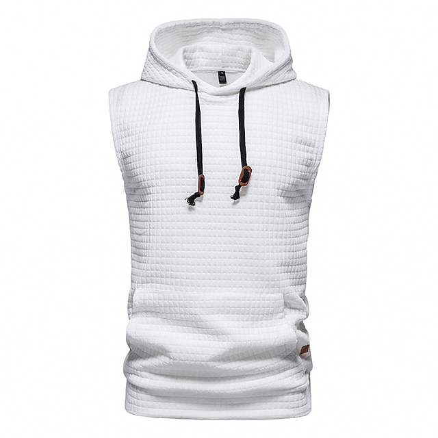 Mens Clothing Mens Hoodies & Sweatshirts | Mens Hooded Sweatshirt Sleeveless Solid Color Knitted Hoodie Pullover Vest - UD49152