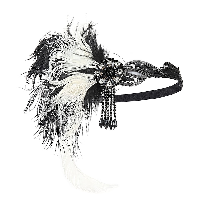  Årgang De livlige 20-årene 1920-tallet Fjær Hodebånd Den store Gatsby Charleston Bryllupsgjest Fjær Kostyme Dame Fest Skoleball Bryllupsfest Voksne Hodeplagg Alle årstider