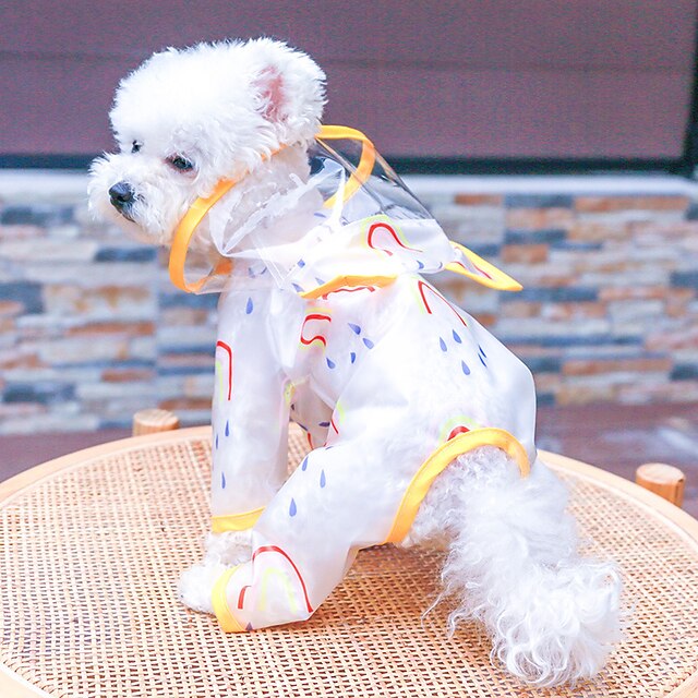 Dog Raincoat Transparent Waterproof Rainbow Raincoat Teddy Bear Small And Medium Dog Raincoat