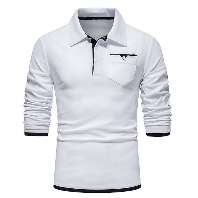 Men's Polo Shirt Golf Shirt Outdoor Street Classic Collar Long Sleeve ...