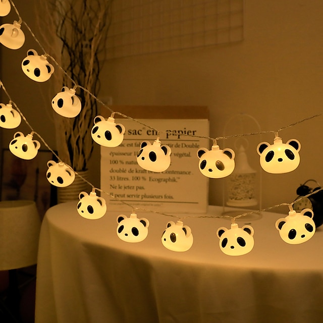 led panda fe lysslynge lys 1,5 m/4,92 fot 10 leds batteri eller usb drevet julerom soverom ferie dekorasjon tegneserie panda lanterne