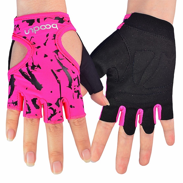 

BOODUN Bike Gloves / Cycling Gloves Breathable Quick Dry Wearable Skidproof Fingerless Gloves Sports Gloves Lycra Green Rose Red for Adults' Outdoor Exercise Cycling / Bike