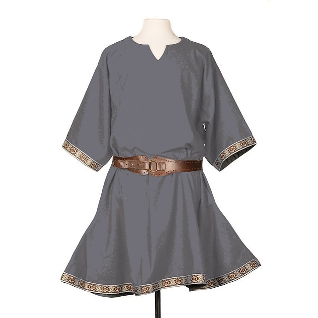  Punk & Gothique Médiéval Renaissance Blouse / Chemise Tunique Guerrier Viking Grande Taille Couleur Unie Déguisement Homme Viking Performance Soirée Scène Adulte Chemisier
