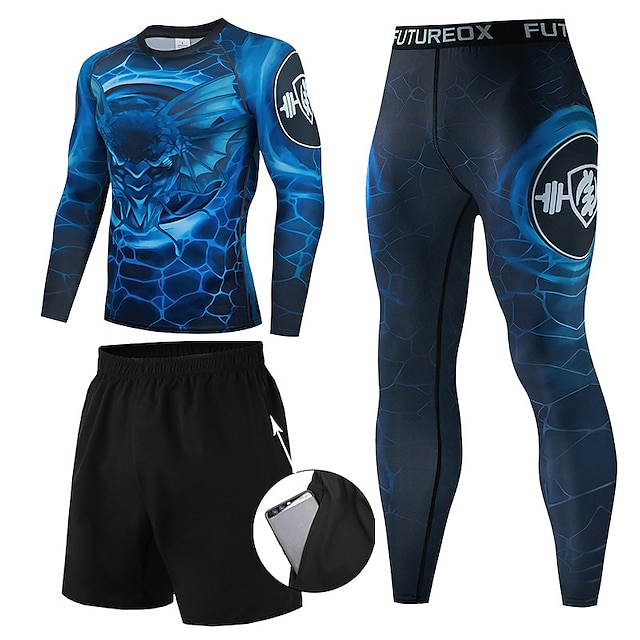 Sports & Outdoors Running, Jogging & Walking | Mens 3-Piece Activewear Set Compression Suit Casual Athleisure 3pcs Winter Long S