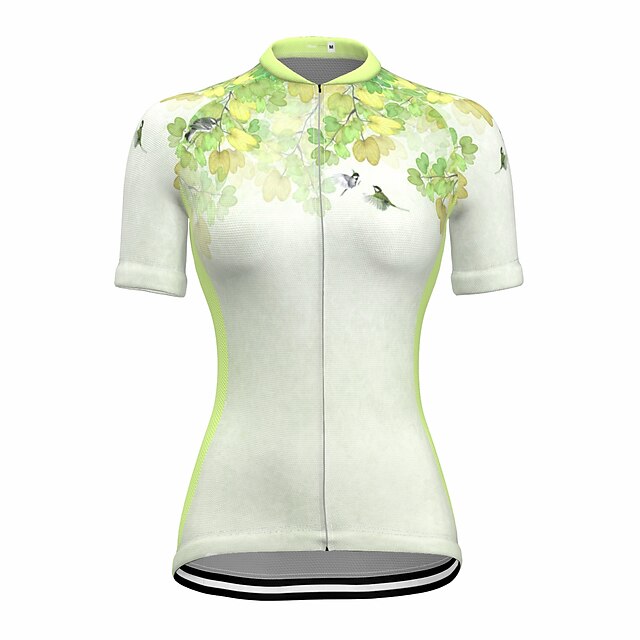

21Grams Women's Short Sleeve Cycling Jersey Summer Spandex White Floral Botanical Bike Top Mountain Bike MTB Road Bike Cycling Quick Dry Moisture Wicking Sports Clothing Apparel / Stretchy
