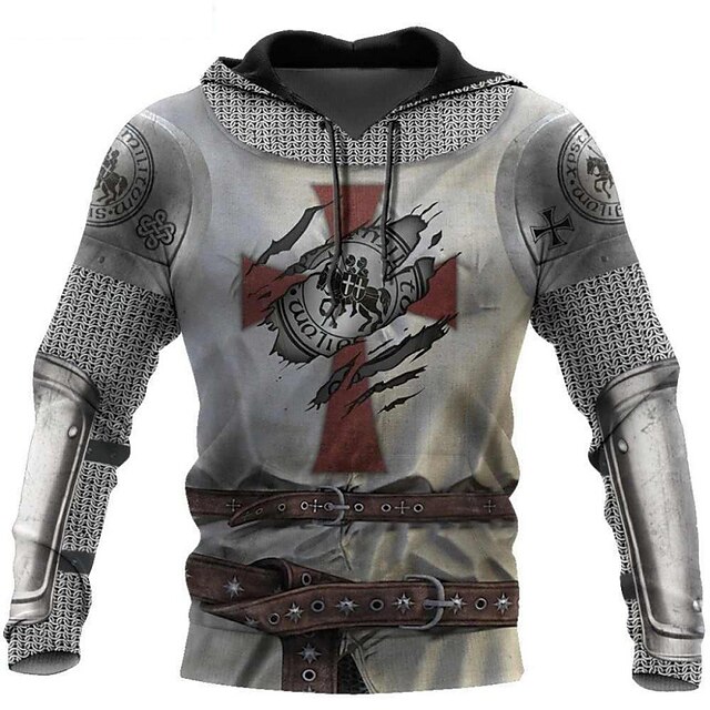 Mens Clothing Mens Hoodies & Sweatshirts | Mens Pullover Hoodie Sweatshirt Graphic Armor Lace up Hooded Casual Daily Holiday 3D 