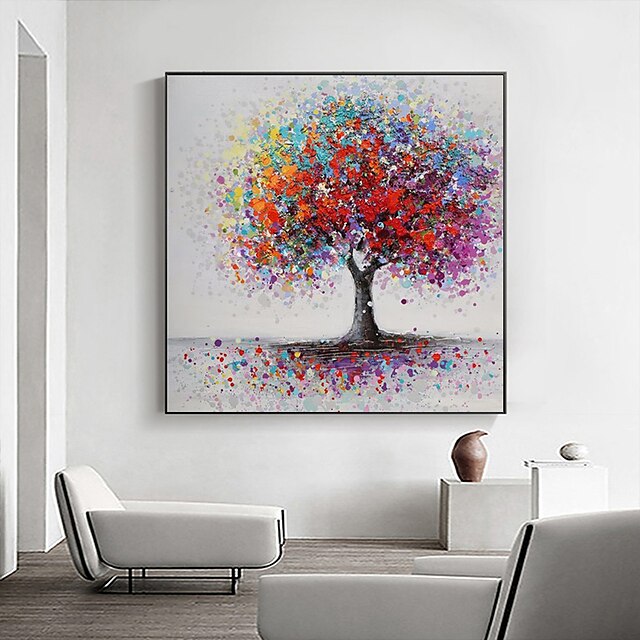 Unframed Modern Red Tree Oil Painting Art Wall Stickers Home Room Decoration