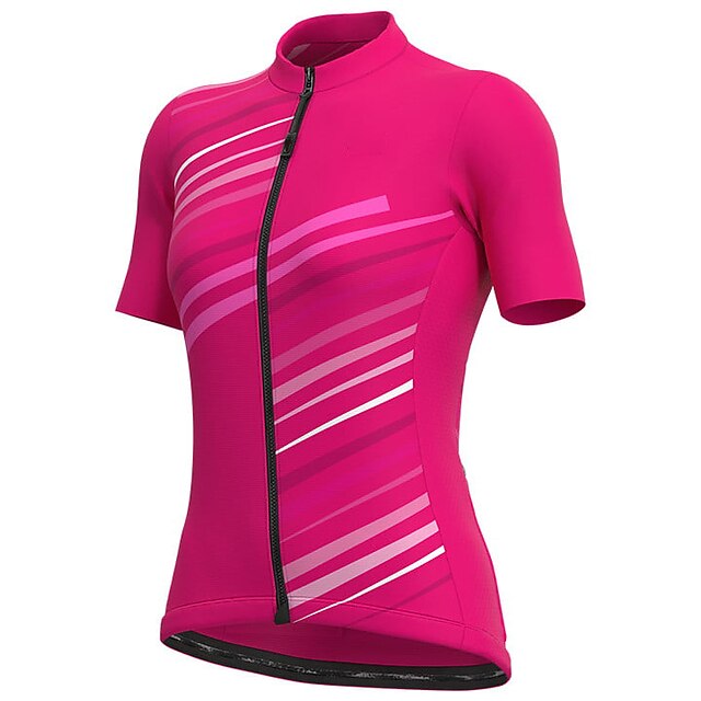 

21Grams Women's Short Sleeve Cycling Jersey Summer Spandex Rose Red Stripes Bike Top Mountain Bike MTB Road Bike Cycling Quick Dry Moisture Wicking Sports Clothing Apparel / Stretchy / Athleisure