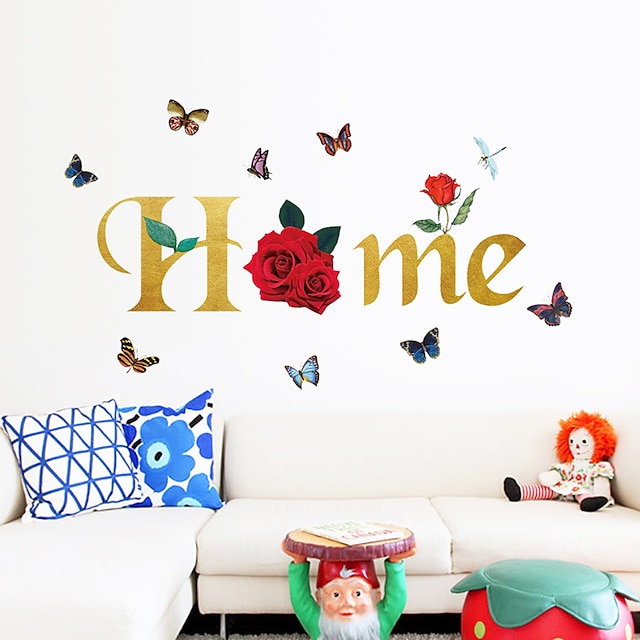 Home & Garden Home Decor | Love Home Butterfly Rose Chrysanthemums Remove Decorative Background From Childrens Room Kindergarten