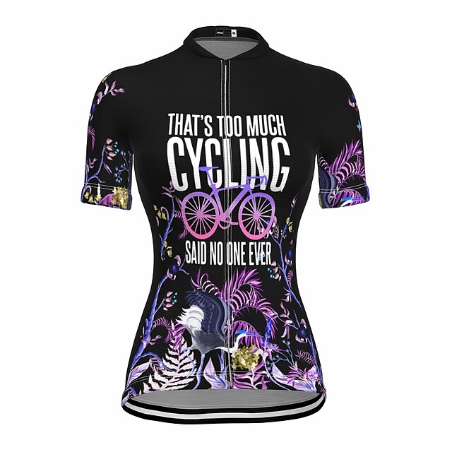 

21Grams Women's Short Sleeve Cycling Jersey Summer Spandex Black Floral Botanical Bike Top Mountain Bike MTB Road Bike Cycling Quick Dry Moisture Wicking Sports Clothing Apparel / Stretchy