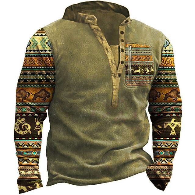 

Men's Sweatshirt Pullover Graphic Color Block Animal Sports Outdoor Casual Daily 3D Print Basic Casual Hoodies Sweatshirts Army Green