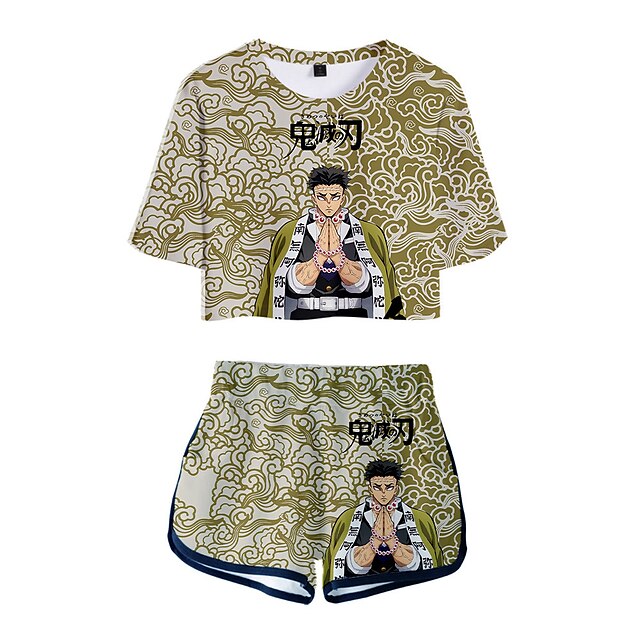 

Inspired by Demon Slayer: Kimetsu no Yaiba Himejima Gyoumei Crop Top Cartoon 100% Polyester Anime Harajuku Graphic Shorts For Women's