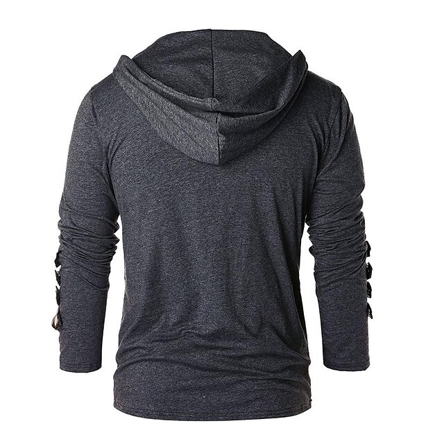 Men's Hoodie ArmyGreen Black Light Grey Grey Hooded Cool Winter ...