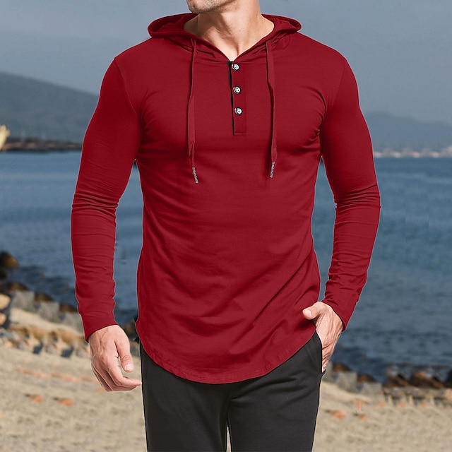 Mens Clothing Mens Hoodies & Sweatshirts | Unisex Golf Shirt non-printing Solid Color Hooded Casual Sports Drawstring Long Sleev