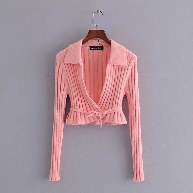 

Women's Cardigan Knitted Solid Color Stylish Long Sleeve Sweater Cardigans Open Front Spring Pink