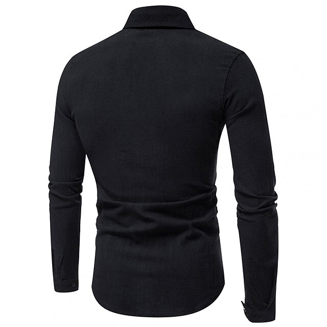 Mens Clothing Mens Shirts | Mens Dress Shirt Solid Color Turndown Street Daily Button-Down Long Sleeve Tops Cotton Business Clas