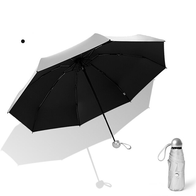 

Silver Plastic Sun Umbrella Female Sunscreen Umbrella Small Fresh Pocket Sunny and Rainy Black Plastic Folding Umbrella