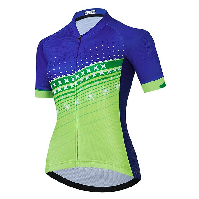 

21Grams Women's Short Sleeve Cycling Jersey Summer Spandex Green Polka Dot Stars Bike Top Mountain Bike MTB Road Bike Cycling Quick Dry Moisture Wicking Sports Clothing Apparel / Stretchy