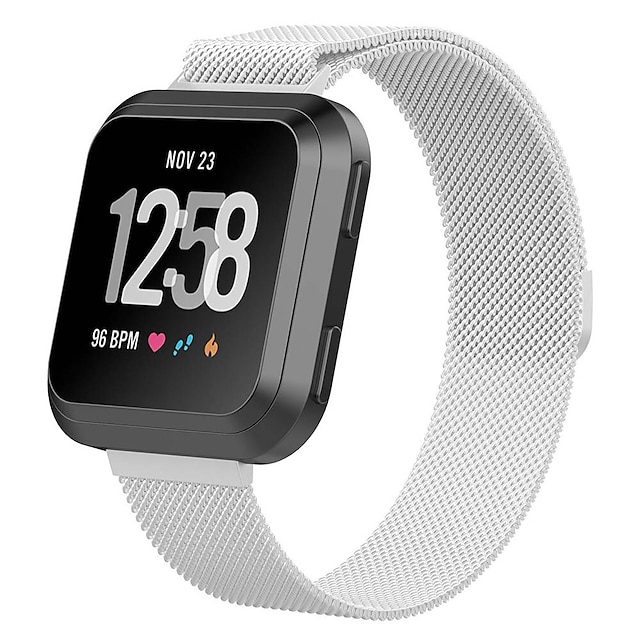  Inteligentny pasek do zegarka na Fitbit Versa 2 / Versa Lite / Versa SE / Versa Stal nierdzewna Inteligentny zegarek Pasek Zapięcie magnetyczne Regulowany Oddychający Metalowa bransoletka Zastąpienie
