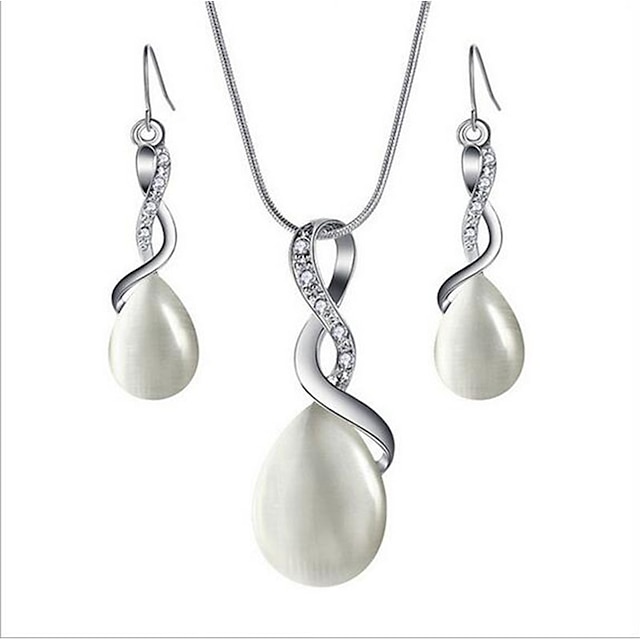  1 set Bijuterie Set Cercei Cado Drop pentru Femei Cristal Petrecere Cadou Zilnic Aliat Platinat Argint Briolette Infinit Pear  Pandantiv Colier îmbracă-te să impresionezi