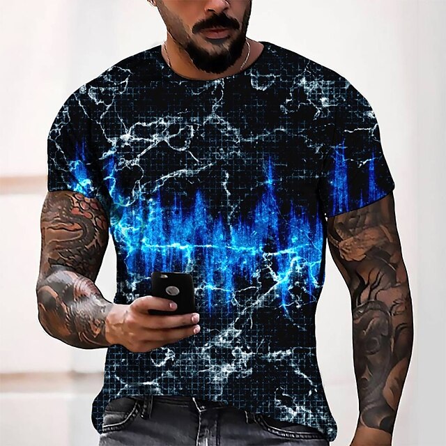 

Men's Tee T shirt 3D Print Graphic Round Neck Casual Daily 3D Print Short Sleeve Tops Fashion Designer Cool Comfortable Blue